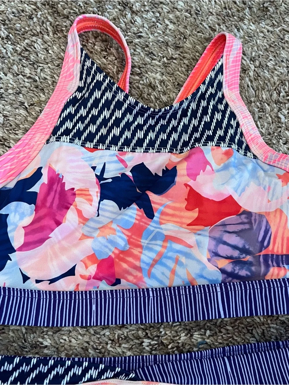 Athleta Girl Sunny Floral 2-Piece Bikini Set Top & Bottom XXL/16 Summer Swim